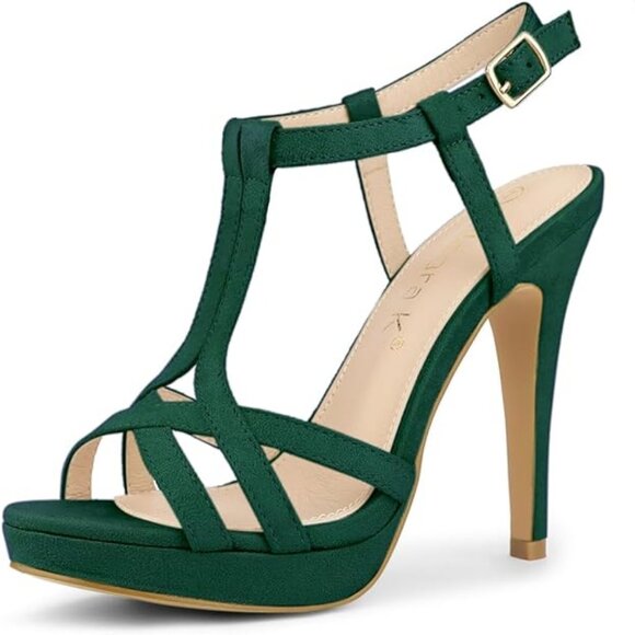 NWOT Allegra K Women's T Strap Slingback Platform Stiletto Heel Sandals - Picture 1 of 6